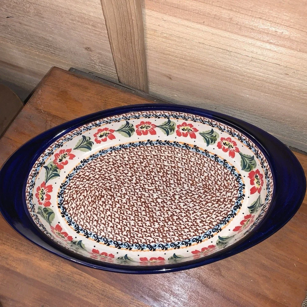 Polish Pottery Oval Serving Dish Handmade by Zaklady Boleslawiec 13